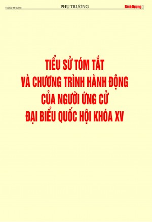 TIỂU SỬ TÓM TẮT VÀ CHƯƠNG TRÌNH HÀNH ĐỘNG CỦA NGƯỜI ỨNG CỬ ĐẠI BIỂU QUỐC HỘI KHÓA XV