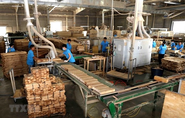 A wood processing line for export in Lam Dong province