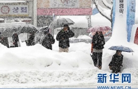 韩国东部地区遭遇暴雪 雪量创百年纪录