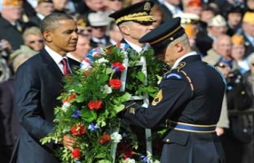 Obama says "tide of war is receding"