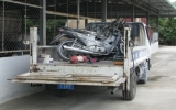 3 xe máy bốc cháy dữ dội trên xe chuyên dụng của CSGT