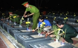 Lighting candles in tribute to heroes and martyrs