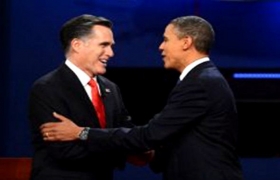 Obama and Romney take stage for first debate