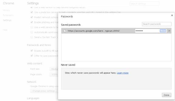 Bảo vệ mật khẩu đã lưu trong Google Chrome