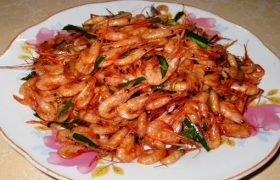 Tép đồng rang sả, lá chanh