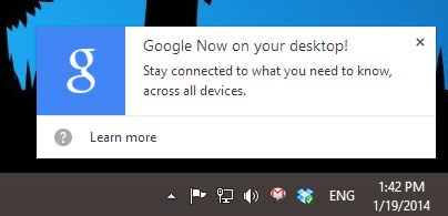 Làm thế nào để kích hoạt Google Now trên Desktop Windows?