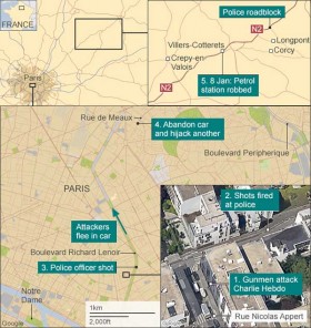 Charlie Hebdo attack: Manhunt for gunmen enters third day