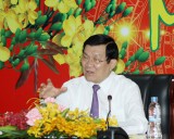 Chủ tịch nước Trương Tấn Sang thăm và chúc tết tại tỉnh Bình Dương
