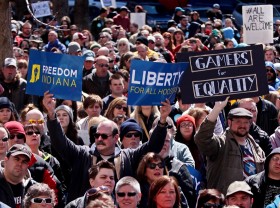 Thousands march in Indiana to protest law seen targeting gays