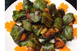 Đùi gà cuộn lá dứa chiên