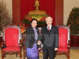 Party chief receives Lao counterpart’s congratulations on re-election