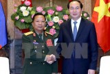 Chủ tịch nước Trần Đại Quang tiếp Bộ trưởng Quốc phòng Lào