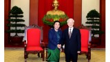 越共中央总书记阮富仲会见老挝人民革命党中央对外部代表团