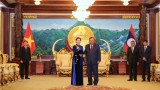 越南国会主阮氏金银会见老挝人民革命党中央总书记、老挝国家主席本扬•沃拉吉
