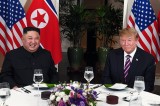 朝鲜领导人金正恩与美国总统特朗普共进工作晚宴