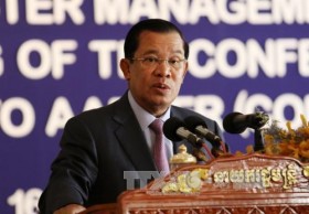Cambodian peacekeepers equipped with armoured vehicles