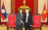 越共中央总书记、国家主席阮富仲会见老挝人民革命党总书记、国家主席本扬