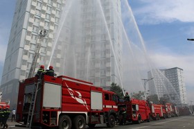 Diễn tập phương án chữa cháy và cứu nạn cứu hộ phối hợp nhiều lực lượng