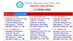 Trung tâm Dịch vụ việc làm tỉnh Bình Dương thông báo