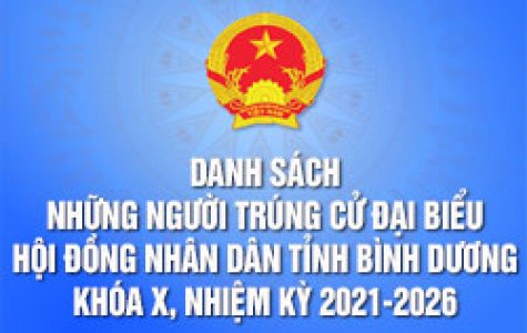Danh sách những người trúng cử đại biểu Hội đồng nhân dân tỉnh Bình Dương khóa X, nhiệm kỳ 2021-2026