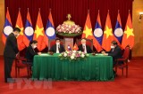 Lãnh đạo Việt-Lào chứng kiến Lễ ký kết văn kiện hợp tác giữa 2 nước