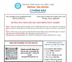 Trung tâm Dịch vụ việc làm tỉnh Bình Dương thông báo
