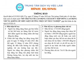 Trung tâm Dịch vụ việc làm tỉnh Bình Dương thông báo