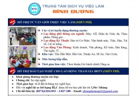 Trung tâm Dịch vụ việc làm tỉnh Bình Dương thông báo