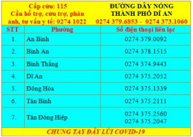 Bình Dương: Công bố số điện thoại đường dây nóng các xã, phường, thị trấn