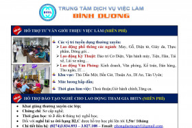 Trung tâm Dịch vụ việc làm tỉnh Bình Dương thông báo