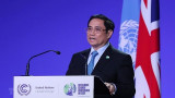 越南政府总理范明正在第26届联合国气候变化大会世界领导人峰会上发表讲话