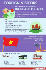 Foreign tourists to Vietnam up over 40 percent in November