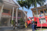 Thực hành diễn tập phòng ngừa sự cố cháy, nổ tại trụ sở UBND xã