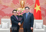 Chủ tịch Quốc hội Vương Đình Huệ tiếp Chủ tịch Kiểm toán Nhà nước Lào