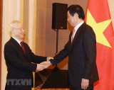 Hình ảnh Tổng Bí thư Nguyễn Phú Trọng hội kiến Chủ tịch QH Trung Quốc
