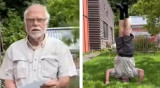 Người đàn ông cao tuổi nhất thế giới thực hiện động tác trồng cây chuối