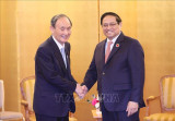 Thủ tướng Phạm Minh Chính tiếp cựu Thủ tướng Nhật Bản Suga Yoshihide và Thủ tướng Singapore Lý Hiển Long