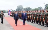 Welcome ceremony for President To Lam held in Vientiane