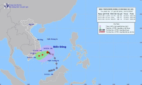 Thời tiết hôm nay 25-12: Bão số 10 suy yếu thành áp thấp nhiệt đới