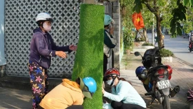 Phường Bình An, TP.Dĩ An: Ra quân “Phủ xanh trụ đèn”