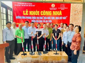 Chi hội Doanh nhân trẻ TP.Thuận An khởi công xây dựng nhà mới cho hộ nghèo xã An Sơn