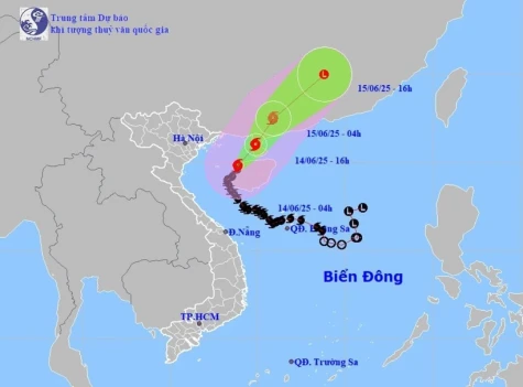 Thời tiết ngày 14-6: Bão số 1 di chuyển theo hướng Bắc, có khả năng suy yếu dần